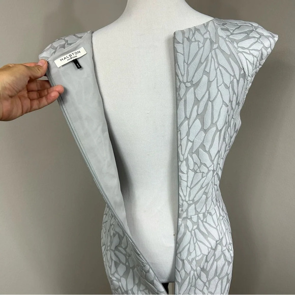 Halston haritage pre-owned short sleeve fitted silver lehtg gray dress - Picture 6 of 12
